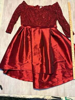 Rory U.S.A.‎ Red Lace Sequin Off-The-Shoulder High-Low Dress Size 3XL